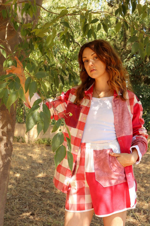 Ensemble "Leona" - Patchwork nuances de rouge - L'immortelle